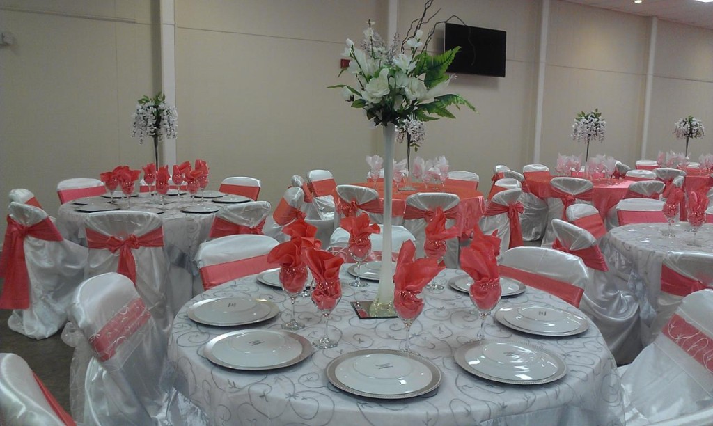Silver Emb with Coral Elegance Designs & Rentals